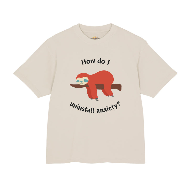 Garment Dyed Urban Heavy Tee "How Do I Uninstall Anxiety" Sloth Graphic T-Shirt