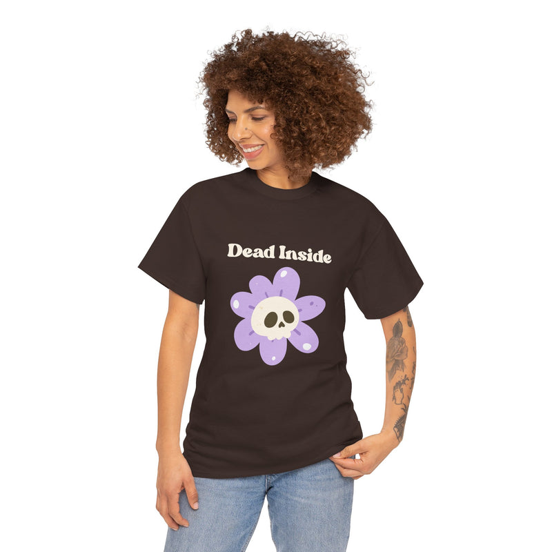 Graphic Tee — "Dead Inside" Skull Flower Mental Health Awareness T-Shirt