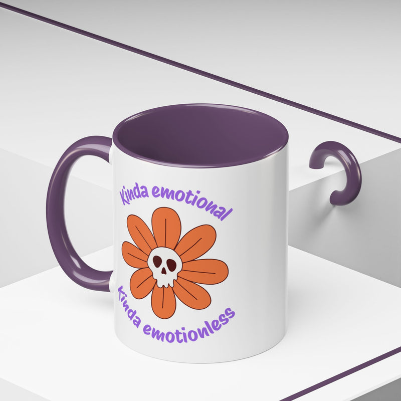 Coffee or Tea Mug — "Kinda Emotional, Kinda Emotionless" Floral Skull Accent Mug