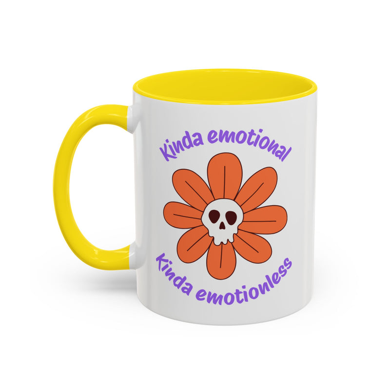 Coffee or Tea Mug — "Kinda Emotional, Kinda Emotionless" Floral Skull Accent Mug