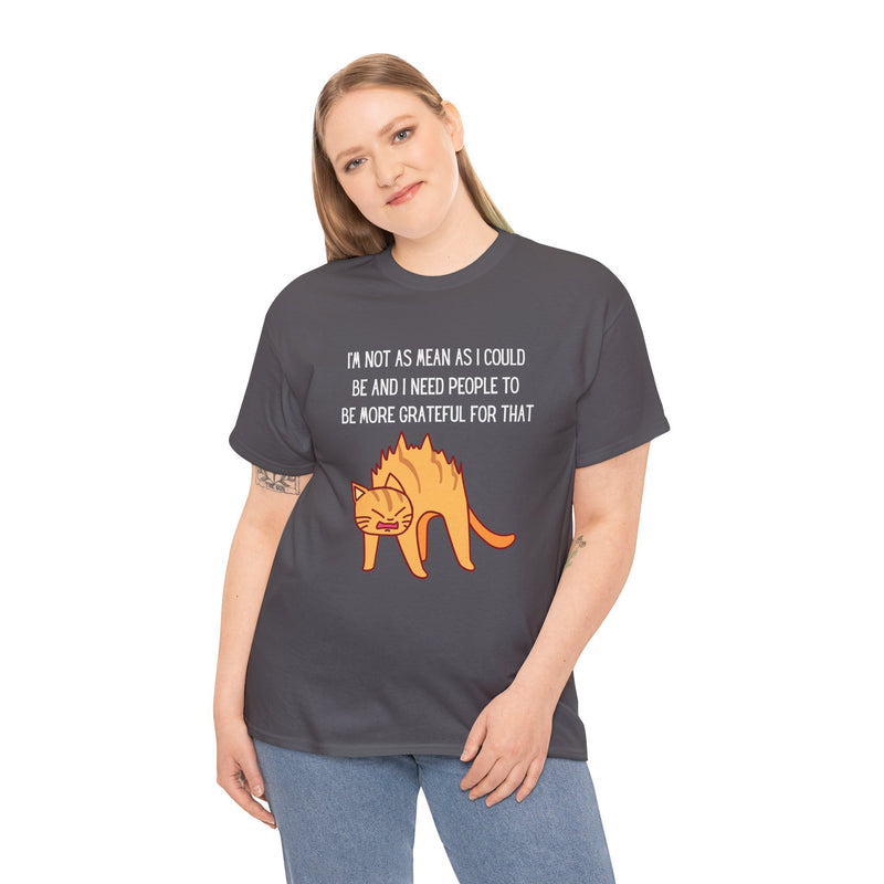 Sassy Cat Attitude T-Shirt — "I’m Not As Mean As I Could Be" Graphic Tee