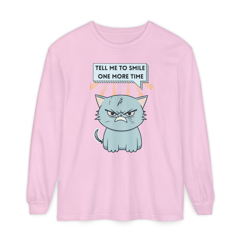 Grumpy Cat "Tell Me To Smile One More Time" Long Sleeve Tee