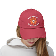 Kinda Emotionless Kinda Emotional Distressed Cap — Floral Skull Baseball Hat