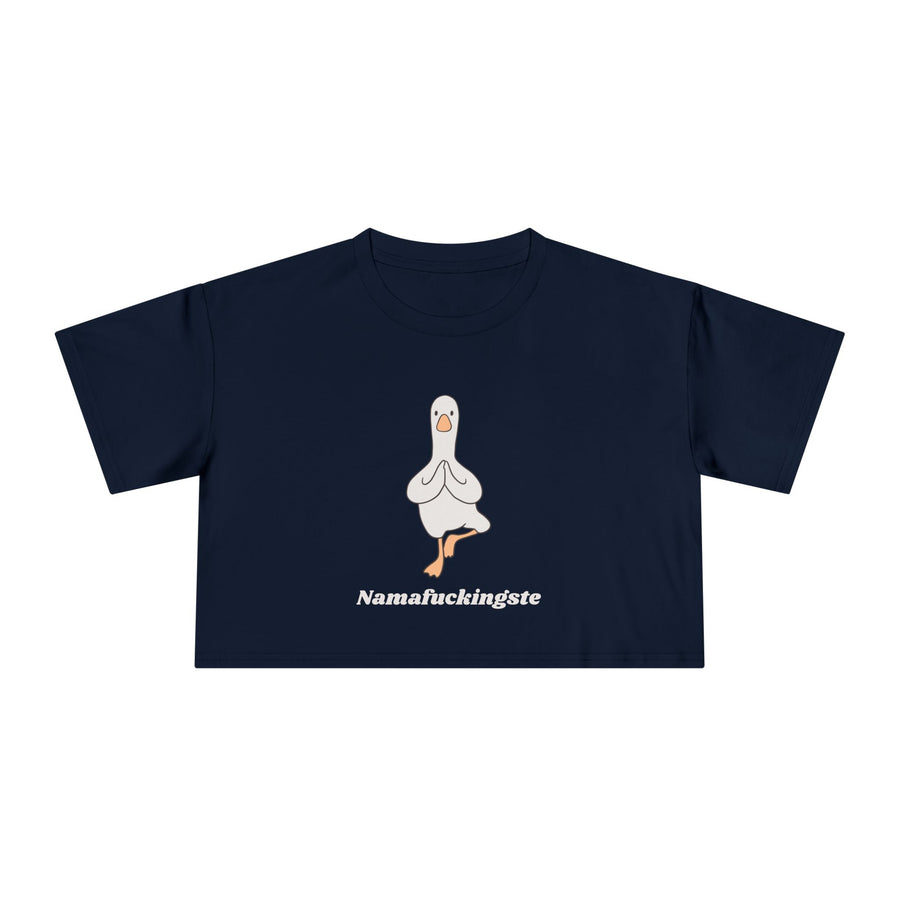 Yoga Duck Women's Crop Tee — 'Namafuckingaste' Graphic T-shirt Top