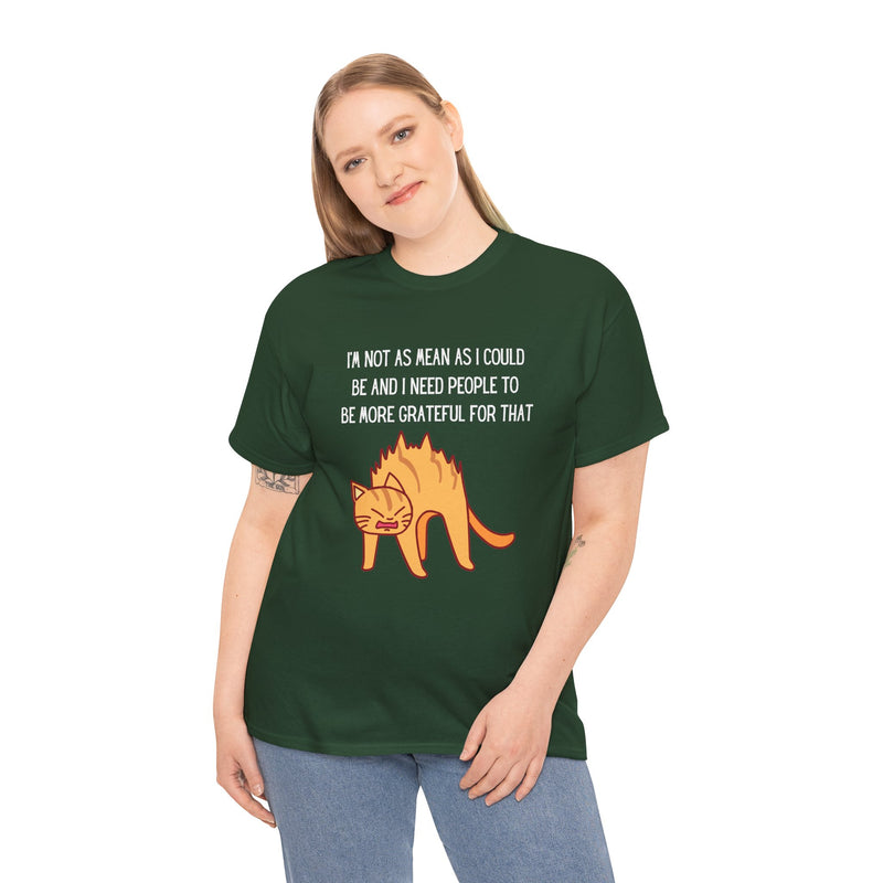 Sassy Cat Attitude T-Shirt — "I’m Not As Mean As I Could Be" Graphic Tee