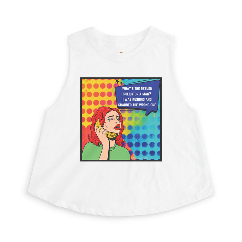 Retro Pop Art Crop Top - "What's the Return Policy on a Man" Tank