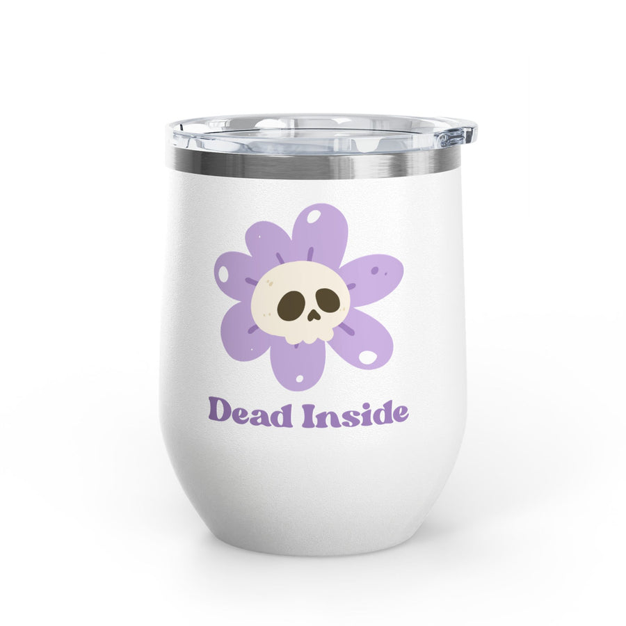"Dead Inside" Floral Skull Wine Tumbler - Stainless Steel 12oz