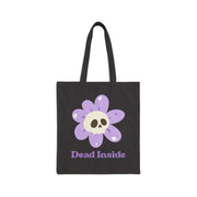 Tote Bag — 'Dead Inside' Skull Flower Canvas Tote