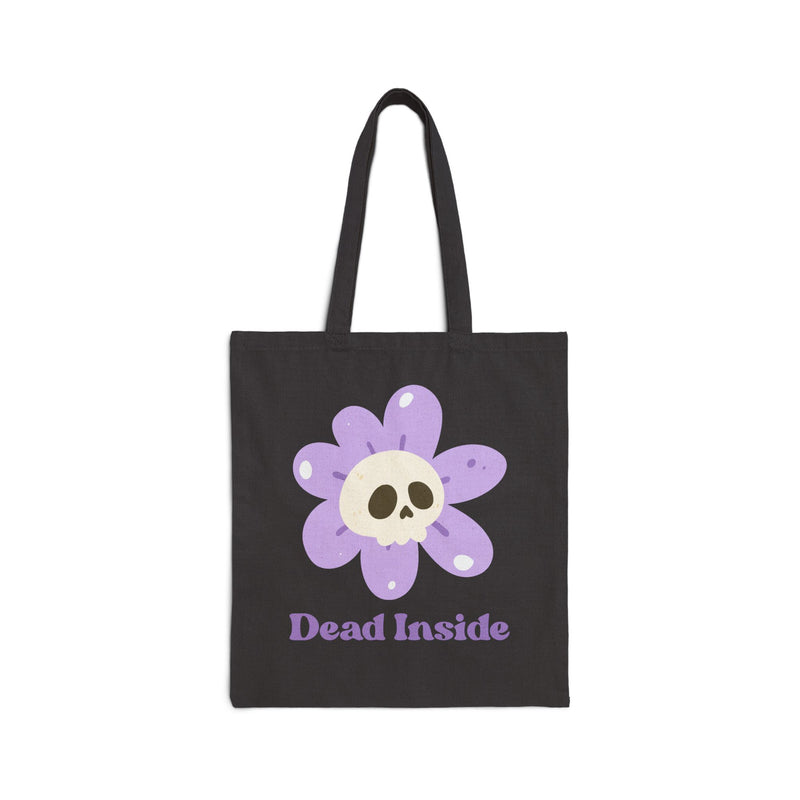 Mental Health Awareness Graphic Tote Bag — 'Dead Inside' Skull Flower Reusable Canvas Tote