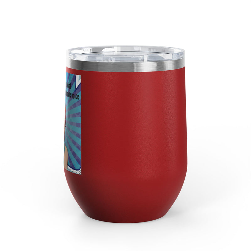 Retro Pop Art - "I Need to Teach My Facial Expressions to Use Their Inside Voice" Stainless Steel 12oz Insulated Wine Tumbler