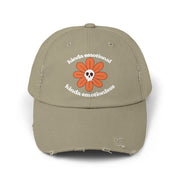 Kinda Emotionless Kinda Emotional Distressed Cap — Floral Skull Baseball Hat