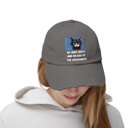 Distressed Cap — Sassy Cat “My Body Hurts and I’m Mad at the Government” Baseball Hat