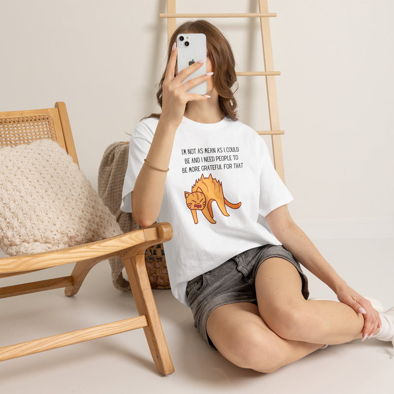 Sassy Cat Attitude T-Shirt — "I’m Not As Mean As I Could Be" Graphic Tee