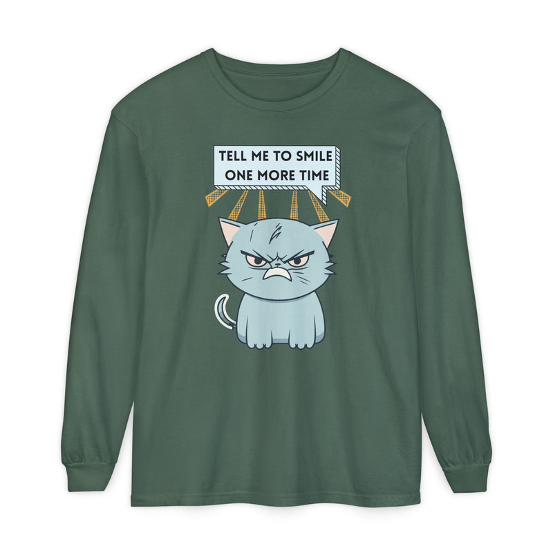 Grumpy Cat "Tell Me To Smile One More Time" Long Sleeve Tee