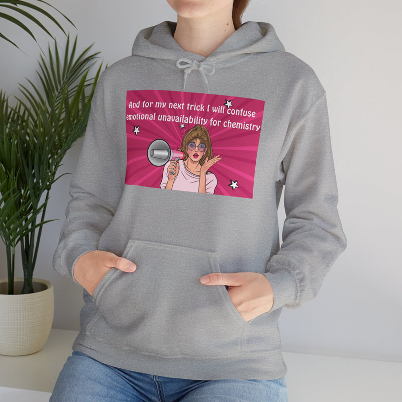 Graphic Hoodie — Retro Pop Art "Emotional Unavailability" Hooded Sweatshirt