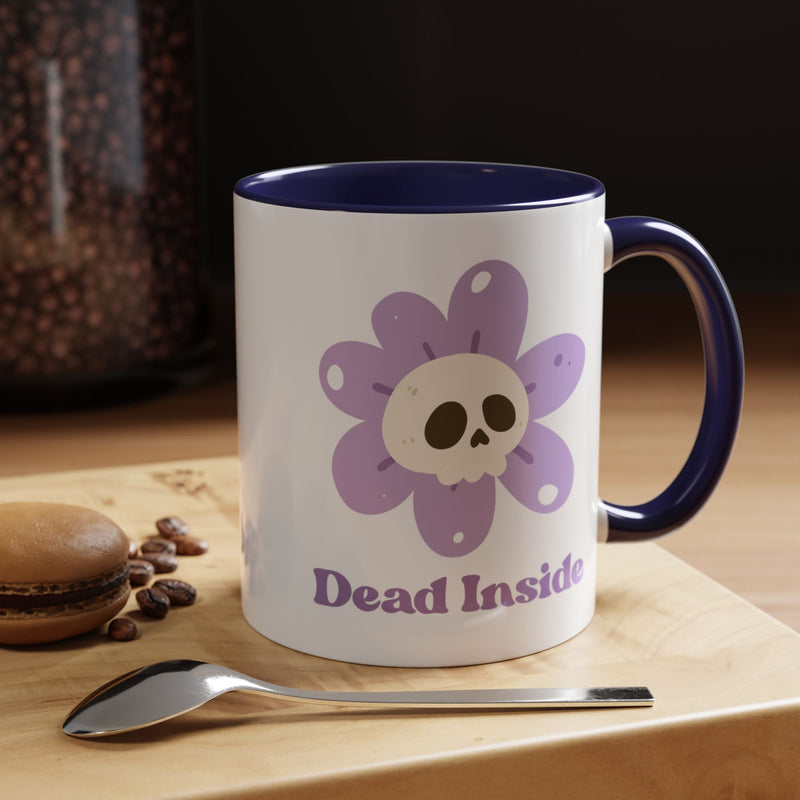 Coffee or Tea Mug — "Dead Inside" Floral Skull Accent Mug