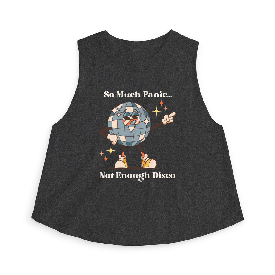 Disco Ball Women's Crop Top — "So Much Panic... Not Enough Disco" Graphic Tank