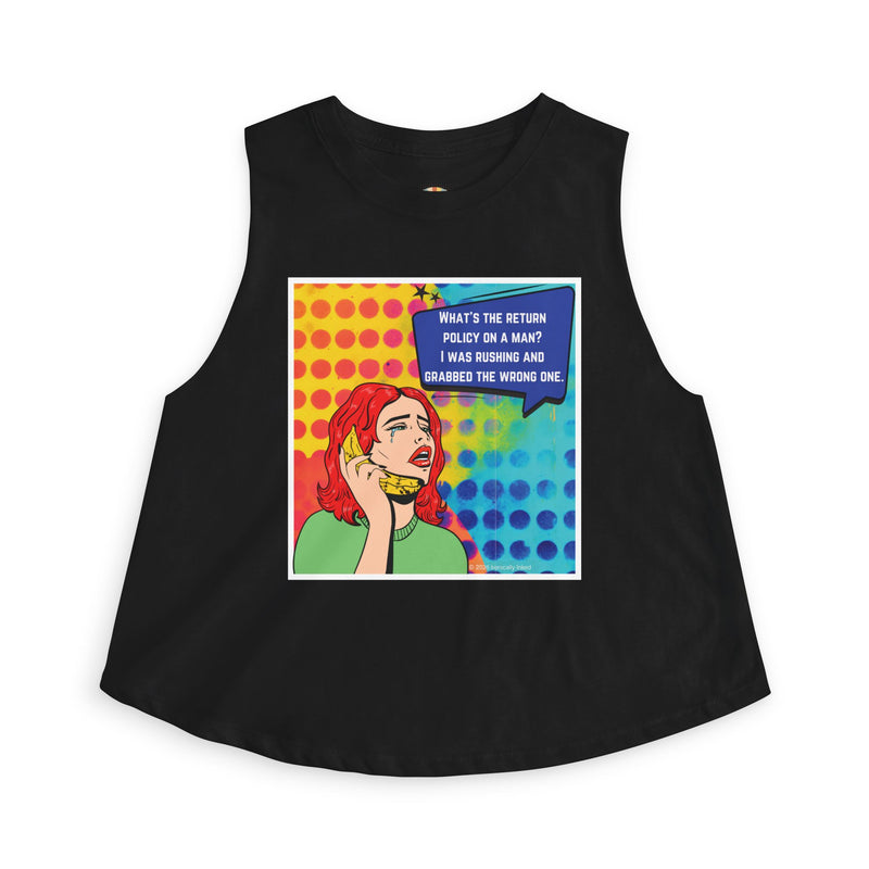 Retro Pop Art Crop Top - "What's the Return Policy on a Man" Tank
