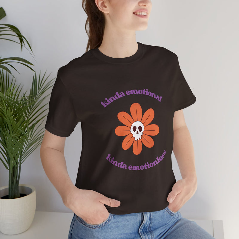 Graphic Tee - Kinda Emotionless Kinda Emotional Floral Skull Mental Health Awareness T-Shirt