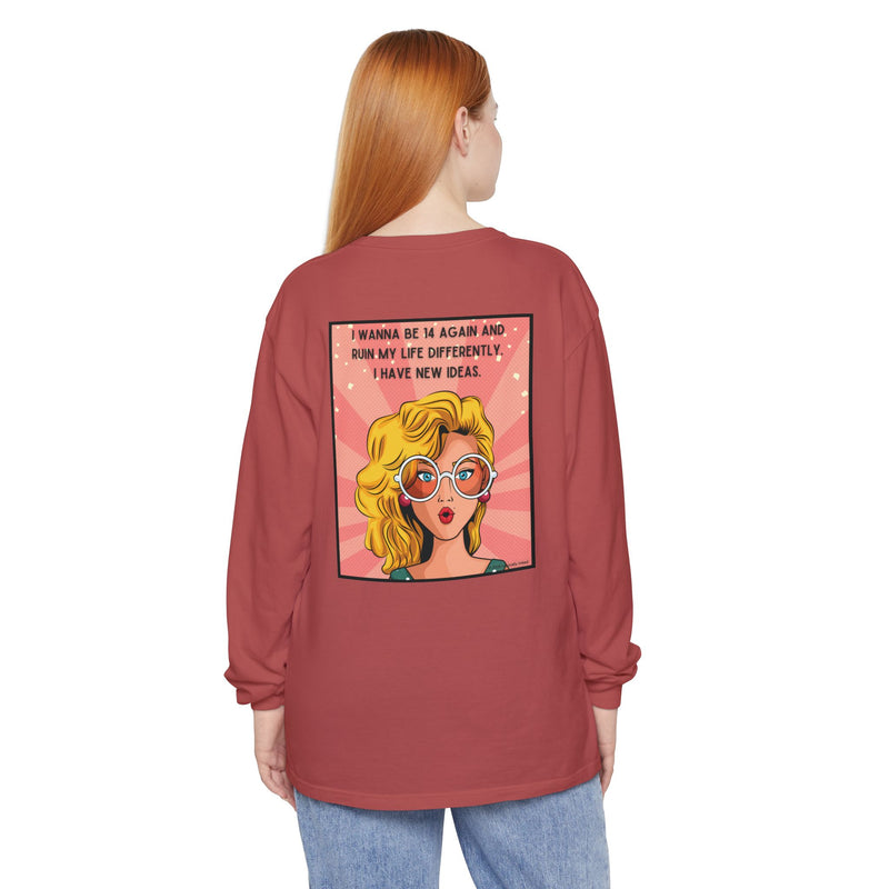 Pop Art Comic Long Sleeve Tee — "I Wanna Be in My Own Movie" Graphic Oversize T-Shirt