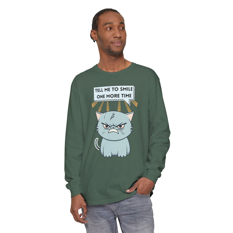 Grumpy Cat "Tell Me To Smile One More Time" Long Sleeve Tee