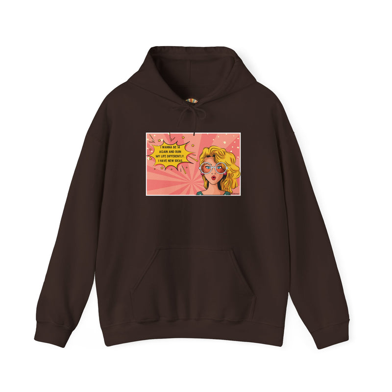 Retro Pop Art Hoodie — "I Wanna Be 14 Again..." Graphic Hooded Sweatshirt