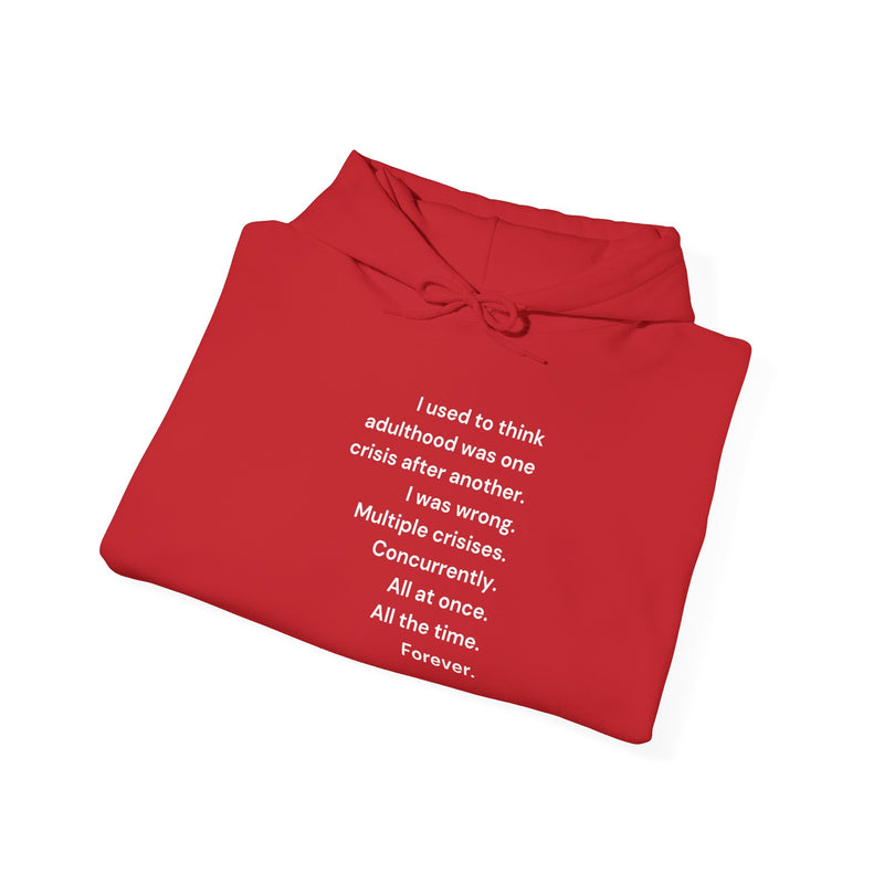 Graphic Text Hoodie — 'Adulthood' Hooded Sweatshirt