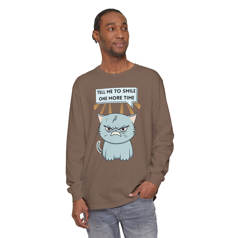Grumpy Cat "Tell Me To Smile One More Time" Long Sleeve Tee