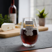 Stemless Wine Glass – Sassy Cat "Tell Me to Smile One More Time"
