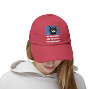 Distressed Cap — Sassy Cat “My Body Hurts and I’m Mad at the Government” Baseball Hat