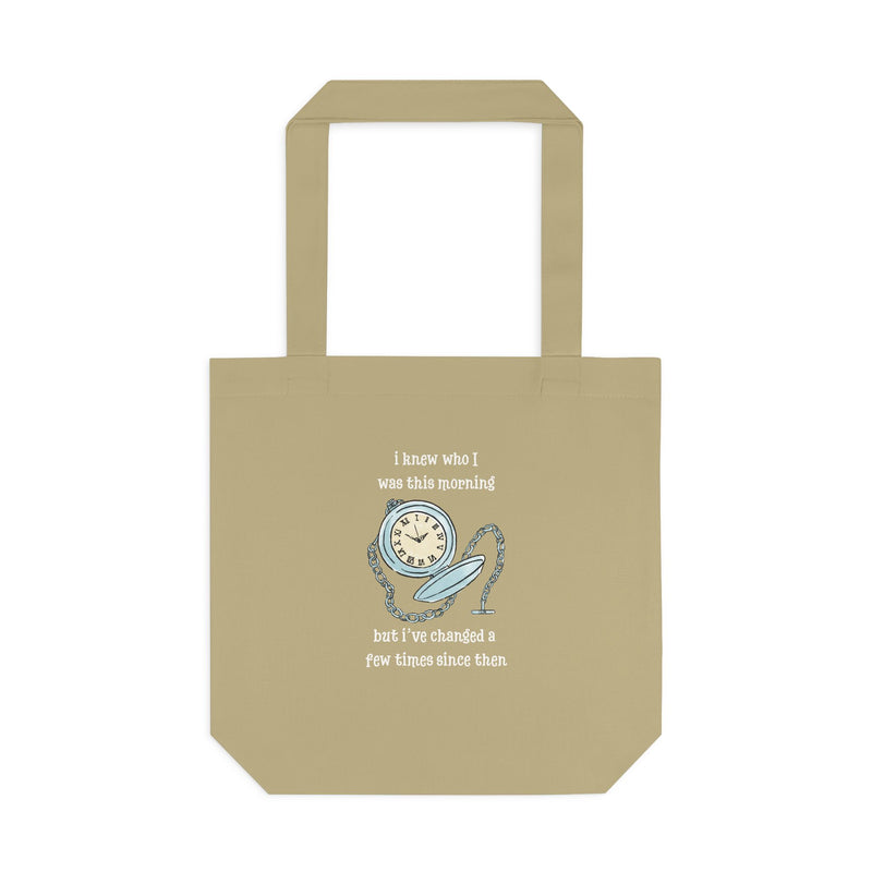 Wonderland Large Cotton Canvas Tote Bag “I Knew Who I Was This Morning But I’ve Changed A Few Times Since Then”