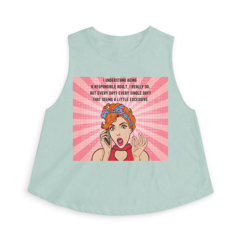 Crop Top - Retro Pop Art "I Understand Being A Responsible Adult..." Graphic Tank