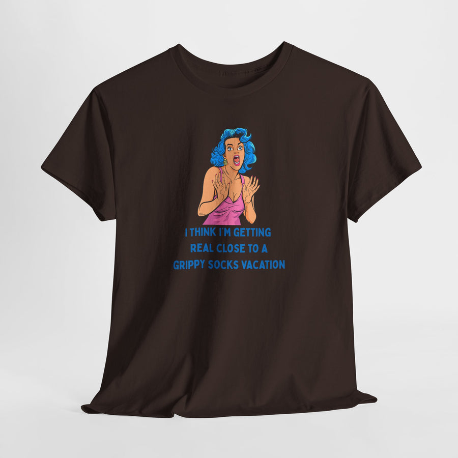 Pop Art Tee - "Grippy Socks Vacation" Mental Health Awareness Graphic T-Shirt