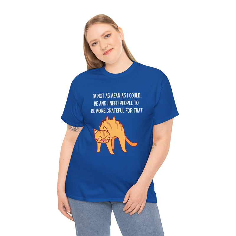 Sassy Cat Attitude T-Shirt — "I’m Not As Mean As I Could Be" Graphic Tee
