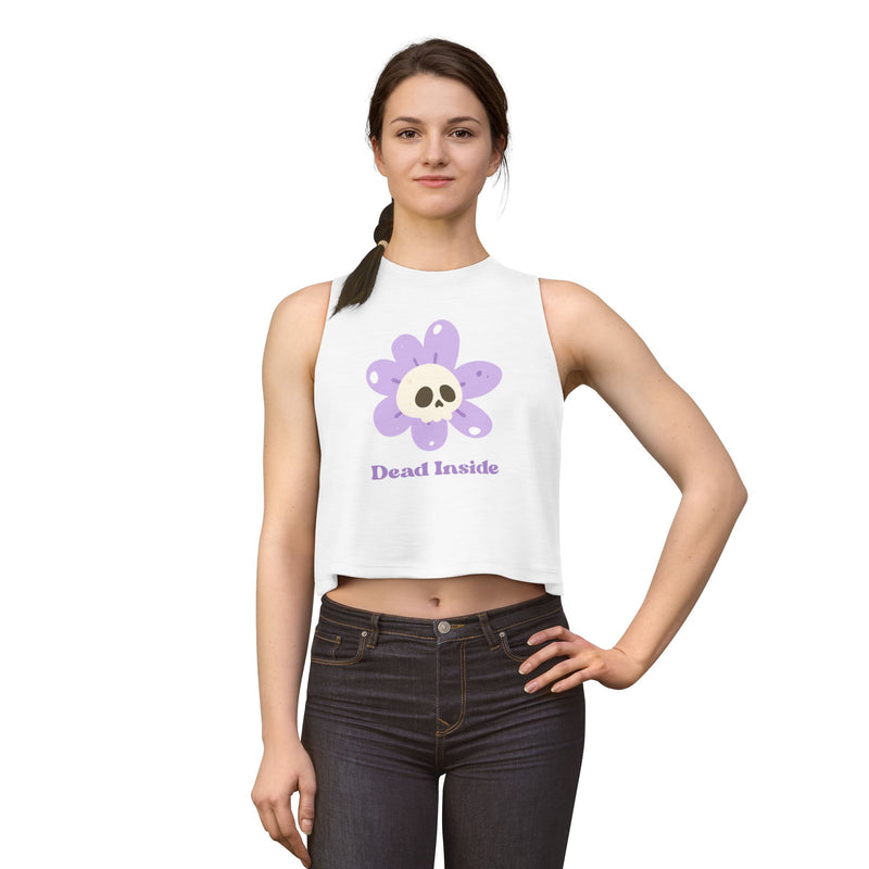 "Dead Inside" Floral Crop Top — Skull Flower Women's Tank