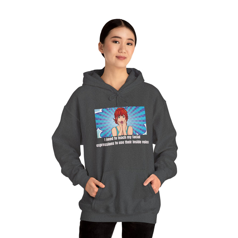 Pop Art Hoodie — 'Facial Expressions' Graphic Hooded Sweatshirt