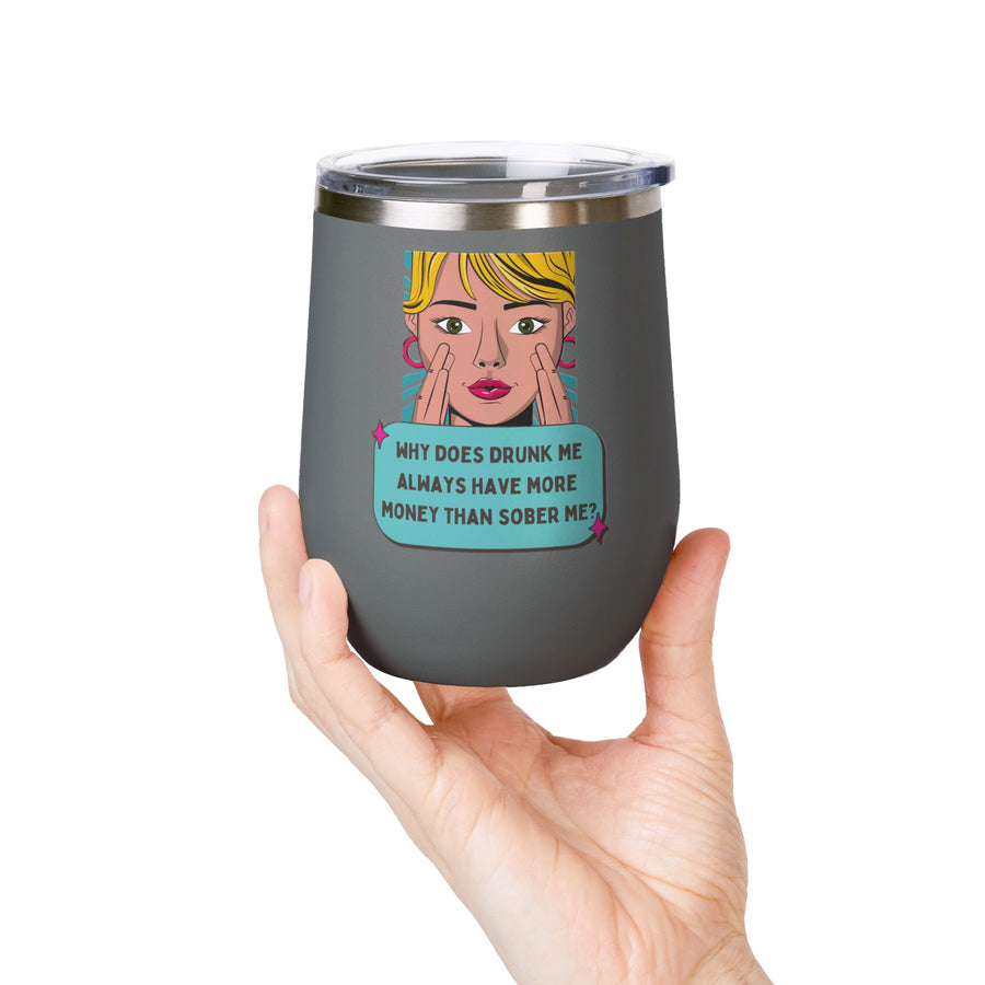 Drunk Me Pop Art Wine Tumbler - Stainless Steel 12oz