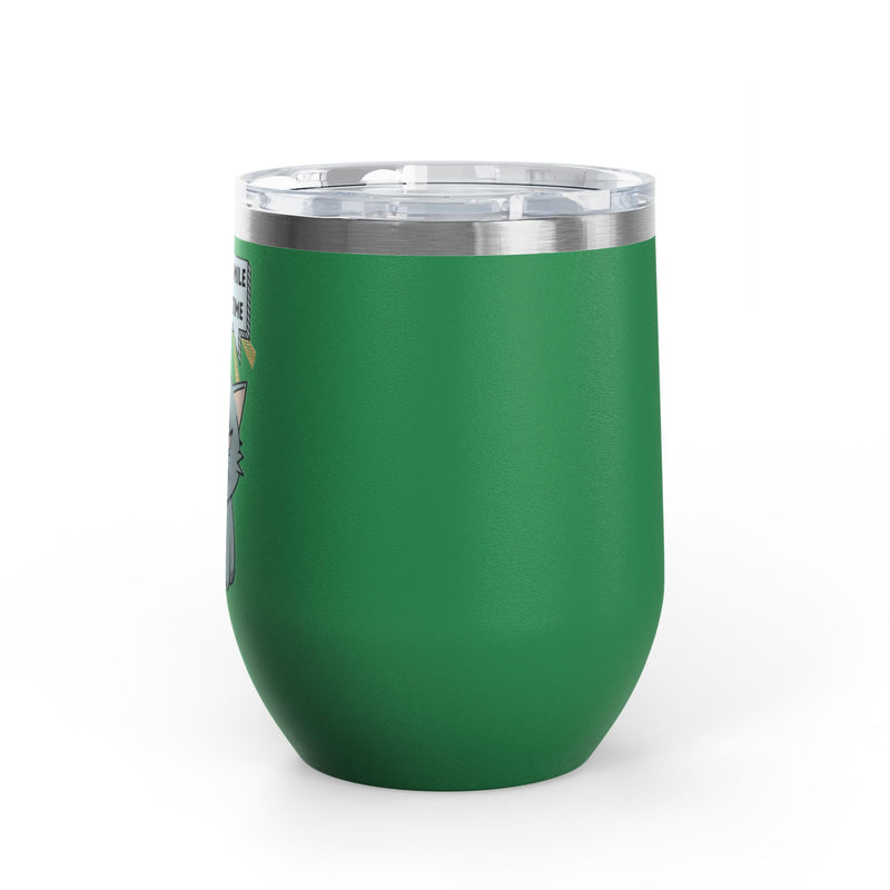 "Tell Me to Smile One More Time" Sassy Cat Insulated Wine Tumbler - Stainless Steel 12oz