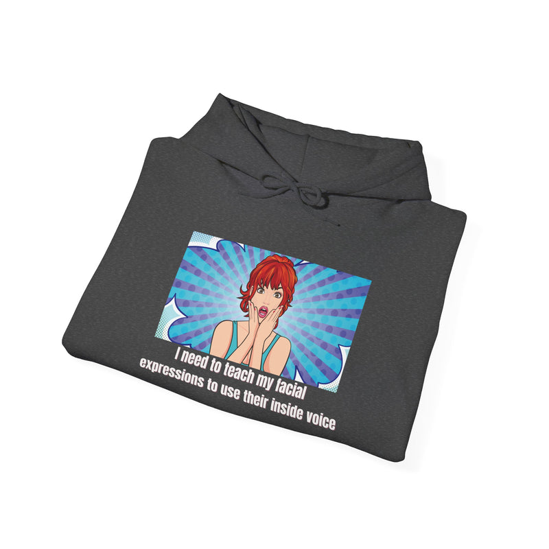 Pop Art Hoodie — 'Facial Expressions' Graphic Hooded Sweatshirt