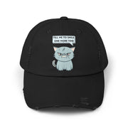 Sassy Cat Distressed Cap — "Tell Me To Smile One More Time" Baseball Hat