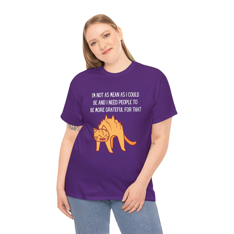 Sassy Cat Attitude T-Shirt — "I’m Not As Mean As I Could Be" Graphic Tee