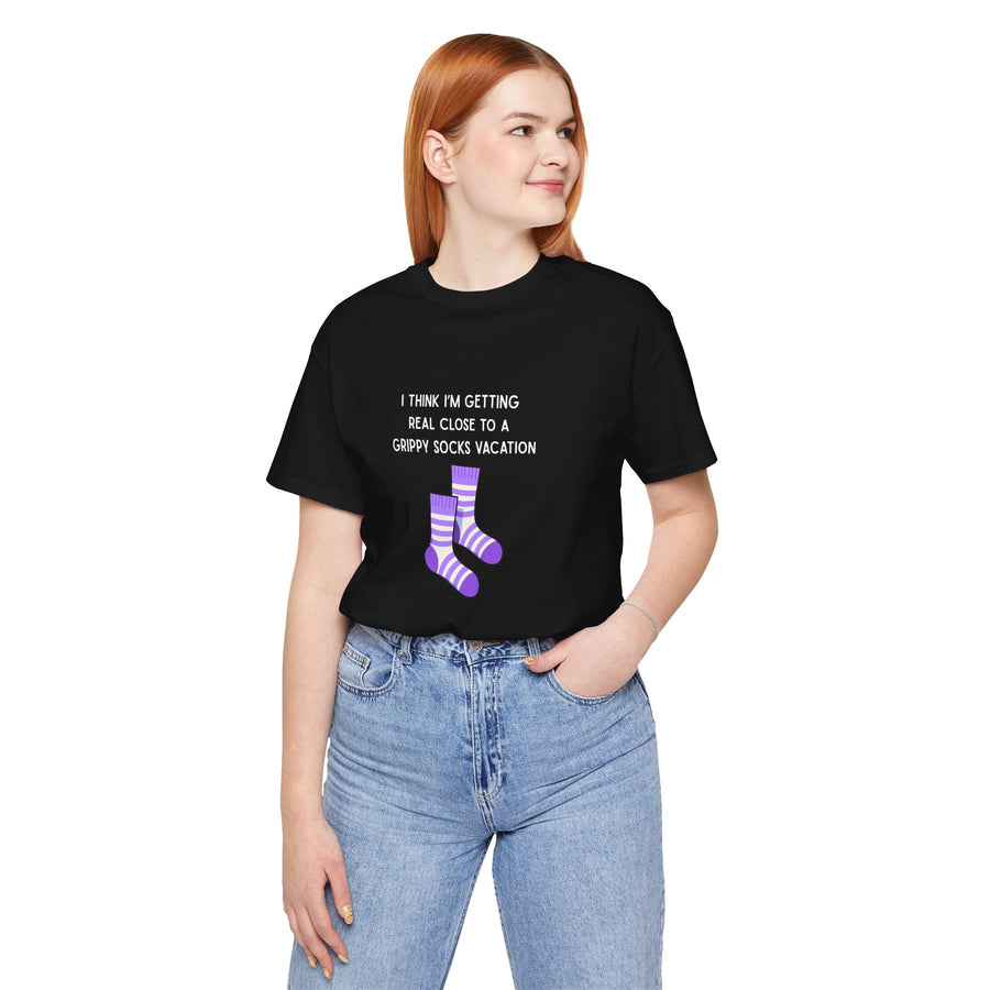 Graphic Tee - "Grippy Socks Vacation" Mental Health Awareness T-Shirt