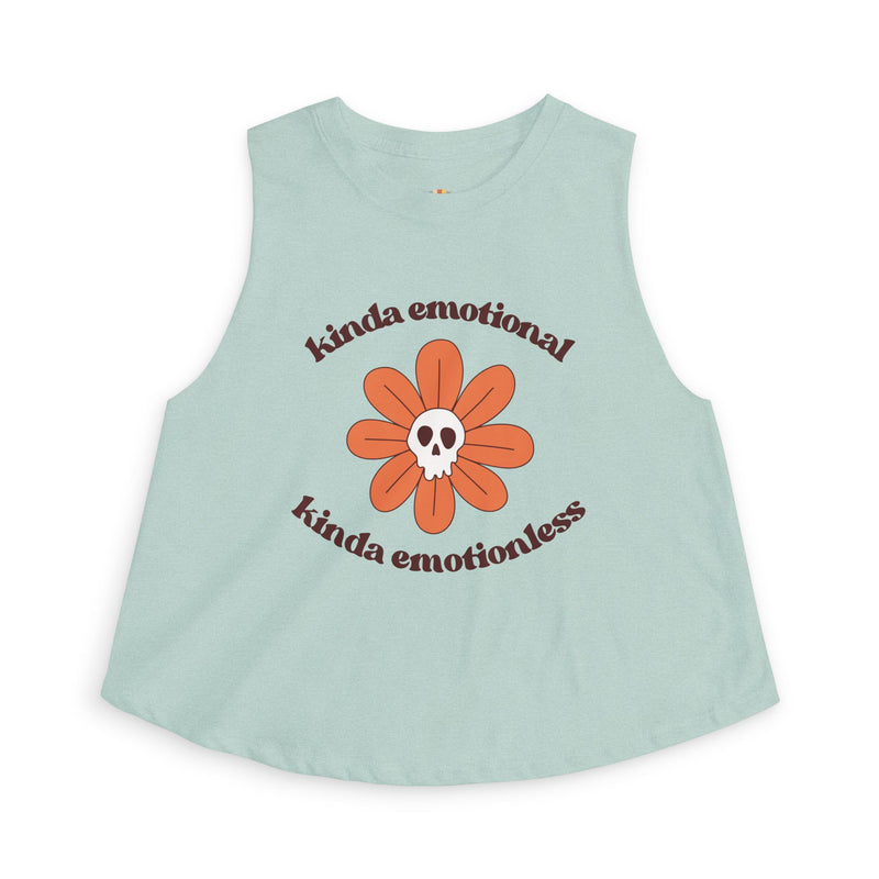 Daisy Skull Crop Top — "kinda emotional kinda emotionless" Graphic Tank
