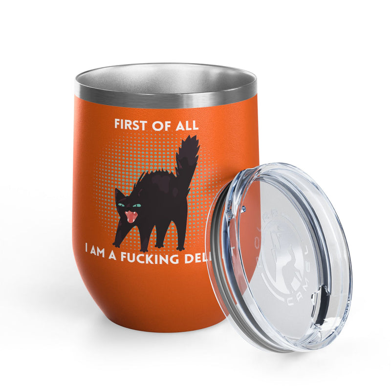 Fucking Delight Sassy Cat Wine Tumbler - Insulated Stainless Steel Wine Glass