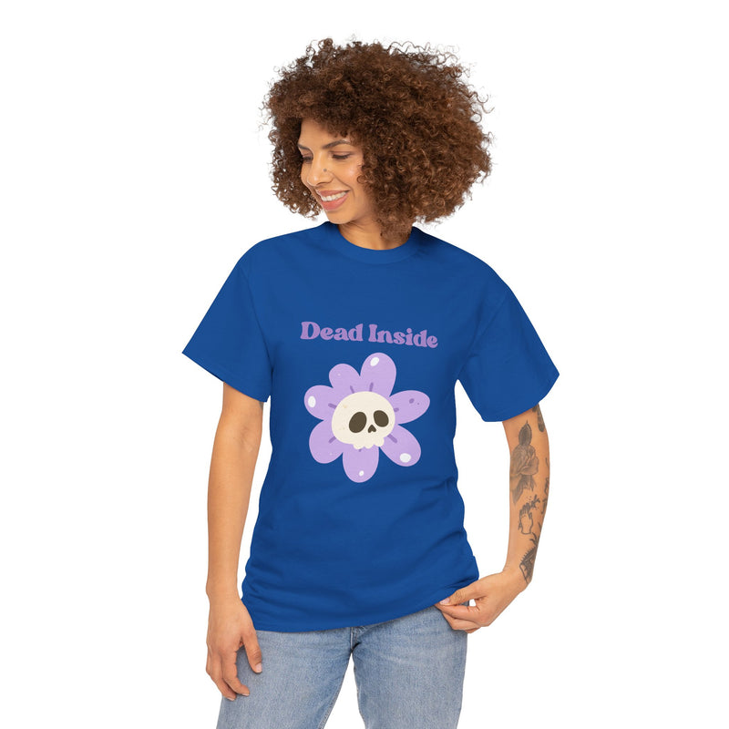 Graphic Tee — "Dead Inside" Skull Flower Mental Health Awareness T-Shirt