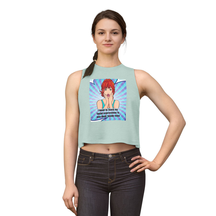 Pop Art Tee 'Teach My Facial Expressions' Women's Crop Top T-shirt