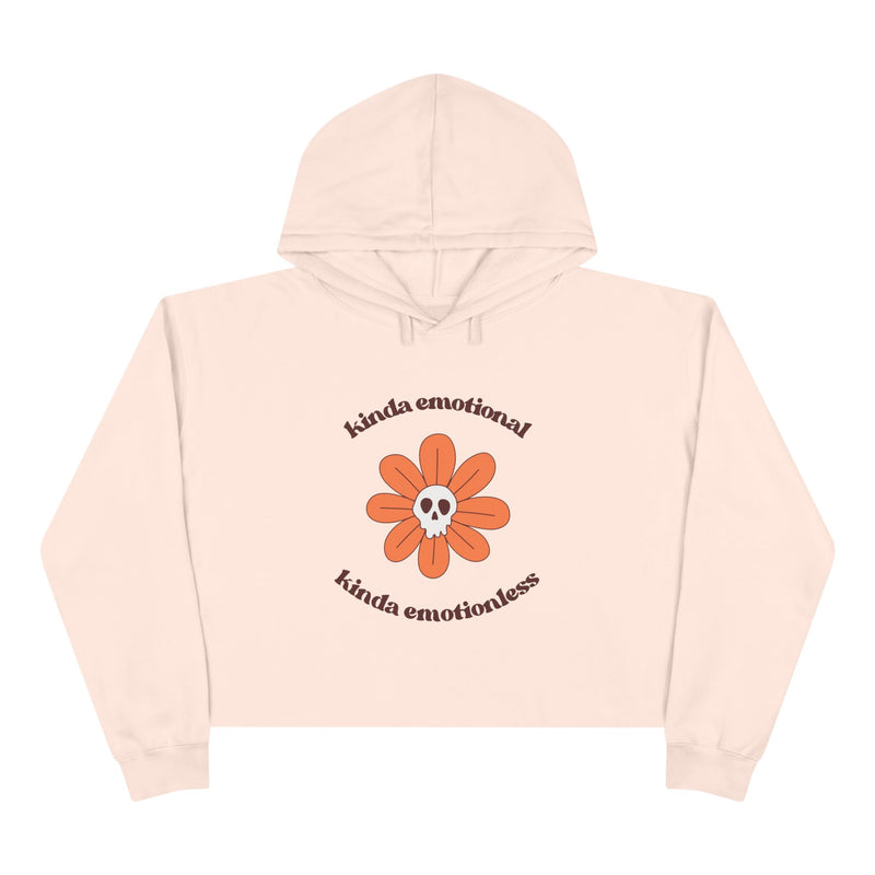 Crop Hoodie - "Kinda Emotional Kinda Emotionless" Flower Skull Hooded Sweatshirt
