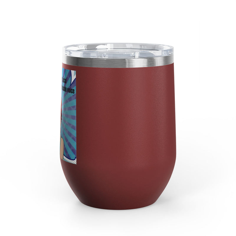 Retro Pop Art - "I Need to Teach My Facial Expressions to Use Their Inside Voice" Stainless Steel 12oz Insulated Wine Tumbler