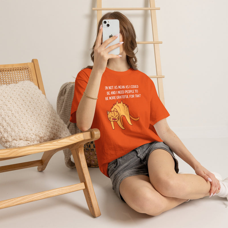 Sassy Cat Attitude T-Shirt — "I’m Not As Mean As I Could Be" Graphic Tee