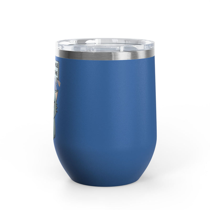 "Tell Me to Smile One More Time" Sassy Cat Insulated Wine Tumbler - Stainless Steel 12oz